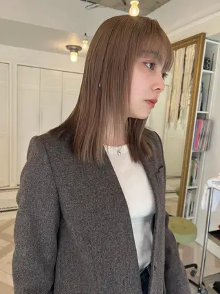 カラー ブリーチカラー🎀 韓国風/寺門美優のヘアスタイル