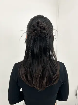 セミロング ヘアアレンジ 韓国ヘア/顔周り ヘアセット/加藤優里のヘアスタイル