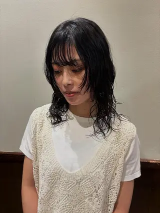 ミディアム パーマ 美容室saku馬橋店所属・根本 真帆のヘアスタイル