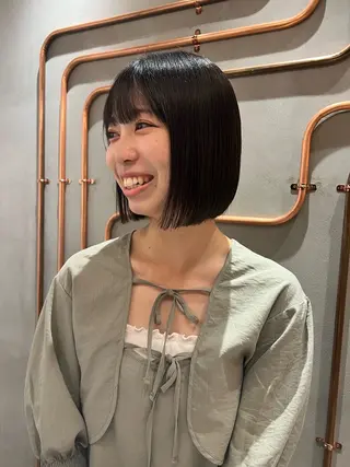 ショート カラー ボブ/巻ける縮毛矯正 /韓国レイヤーはなのヘアスタイル