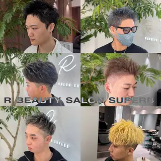 ショート メンズ R/🤎 パーマ&ブリーチ🔥のヘアスタイル