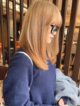 ミディアム カラー 髪質改善ｶﾗｰ ｹｱﾌﾞﾘｰﾁ/ﾀﾑのヘアスタイル