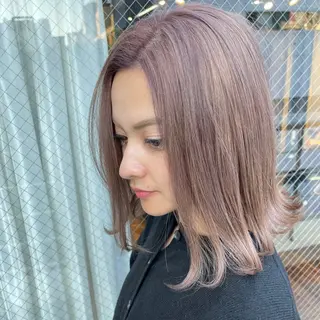 ミディアム カラー ボブ/ダブルカラー 縮毛矯正/支持多数のヘアスタイル