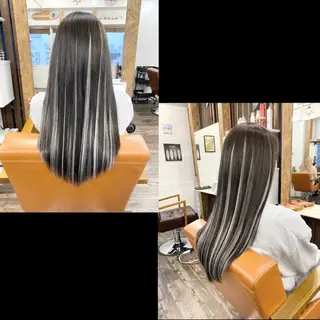 セミロング カラー ✯カラー&編み込み エクステ✯池田智博✯のヘアスタイル