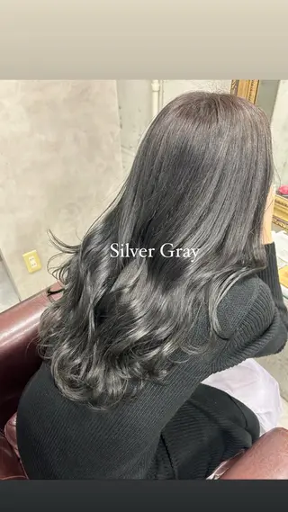 セミロング カラー 💎色落ち綺麗に白肌 ラベンダー💎りんのヘアスタイル