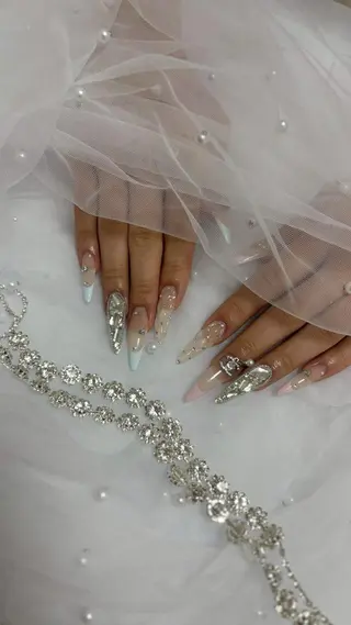 ネイル メラク難波/長さだし パラジェルフィルインのネイルデザイン