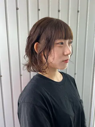 ミディアム カラー パーマ 南 妃那のヘアスタイル