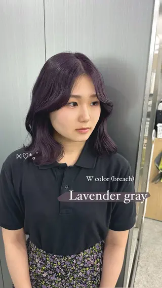 ロング カラー 暗髪🩶ラベンダー/ ブルー/ユウナ🤍のヘアスタイル