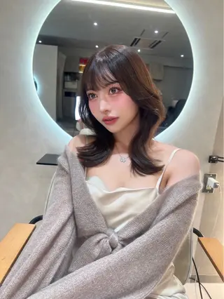 セミロング 韓国風×髪質改善 ゆりのヘアスタイル