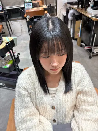 ミディアム こうき/前髪割れ癖 改善/カット/カラーのヘアスタイル