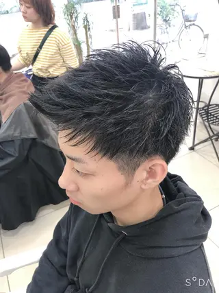 ショート メンズ 髪質改善× ハイライト溝江のヘアスタイル