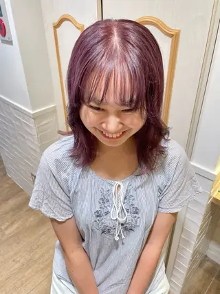 セミロング カラー ヘアアレンジ ハイトーンピンク🍑 ブリーチ🍑RINAのヘアスタイル