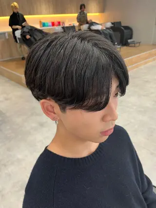 ショート パーマ メンズ 波巻きスパイラル🌀 新潟/万代/山下優のヘアスタイル