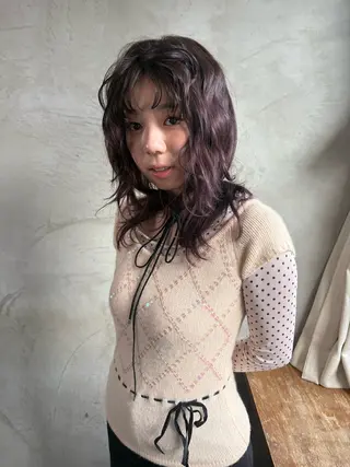 セミロング カラー ♡🌸 冬桜（kazusaのヘアスタイル