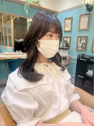 ミディアム カラー 縮毛矯正 髪質改善 韓国風レイヤー 吉田のヘアスタイル