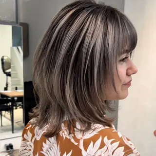 ロング カラー パーマ ヘアアレンジ メンズ 顔周りcut/ 艶ワンカラー♥ちさきのヘアスタイル