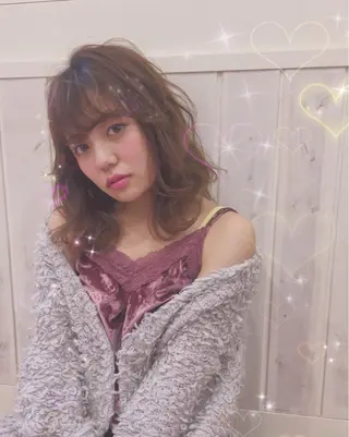 ミディアム カラー パーマ ヘアアレンジ 代表🎀 ふわモテ愛 され髪🩷yumiのヘアスタイル