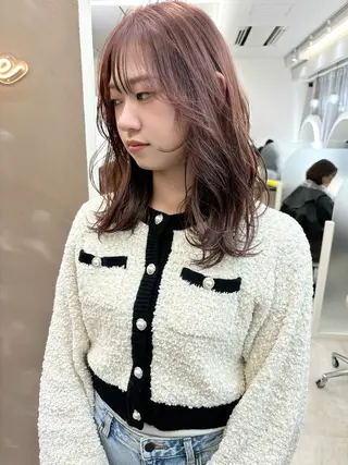 ミディアム カラー 透明感カラー／ 髪質改善／ボブ／中山のヘアスタイル