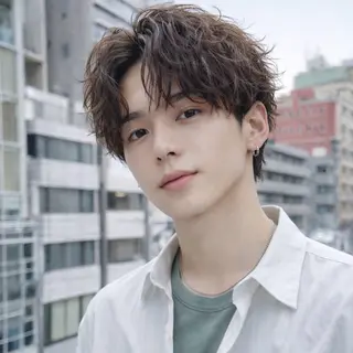 メンズ 表参道フェザーパーマ ニュアンスパーマのヘアスタイル