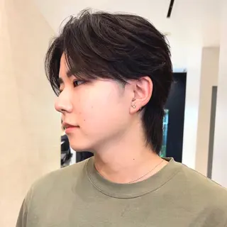 ミディアム パーマ メンズ 岡田大志🇰🇷 中/韓メンズヘアのヘアスタイル