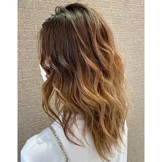 セミロング カラー 清水 亮太／赤み消しカラーのヘアスタイル