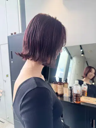 ミディアム カラー パーマ 透明感/オリーブ/ グレージュ/YUKAのヘアスタイル