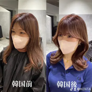 セミロング カラー GiseL梅田所属・韓国風ヘア🇰🇷 レイヤー✨桑原　研太のヘアスタイル