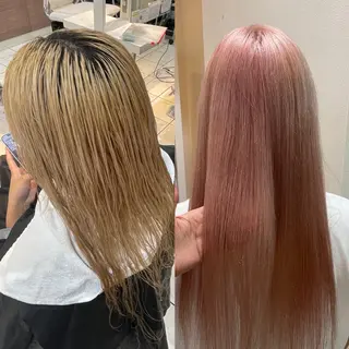 ロング カラー ブリーチ/ヘアセット 【𝙍𝙞𝙣𝙤】のヘアスタイル