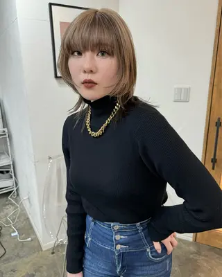 ミディアム カラー 透明感ワンカラー梅田 ダブルカラー/川上のヘアスタイル