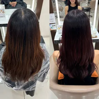 ロング カラー 羽エクステ/シール エクステ/横浜駅5分のヘアスタイル