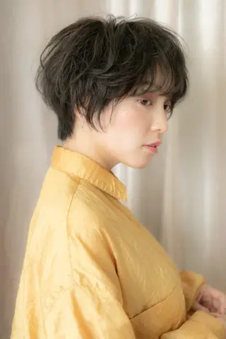 ショート カラー パーマ クセ毛解決のプロ💠 棚村竜太のヘアスタイル