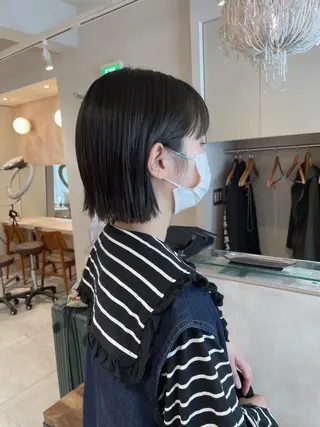 ミディアム カラー 切りっぱなしボブ ソノキユウカのヘアスタイル