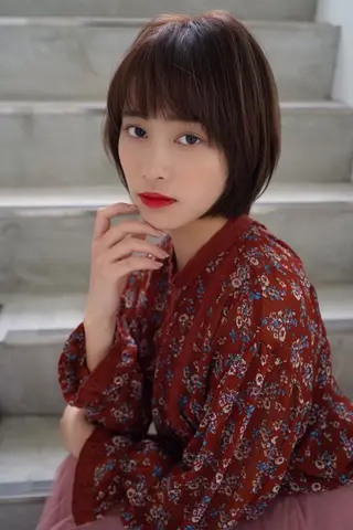 ショート カラー ヘアアレンジ EMANONシェアサロン心斎橋店所属・韓国メンズヘア　ミル クティボブ　足立佳代のヘアスタイル