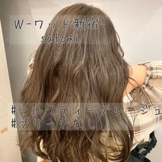 セミロング 淡色ふんわりhair 新宿satomiのヘアスタイル