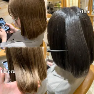 ミディアム カラー 艶髪カラー/透明感 美髪/白髪/ﾑﾅｶﾀのヘアスタイル