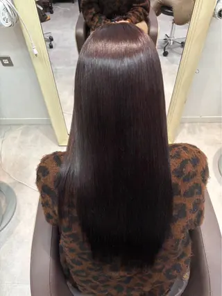 ロング 縮毛矯正/ブリーチ 無しWカラーのヘアスタイル