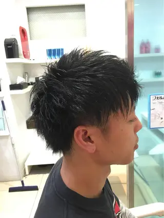 ショート メンズ 髪質改善× ハイライト溝江のヘアスタイル