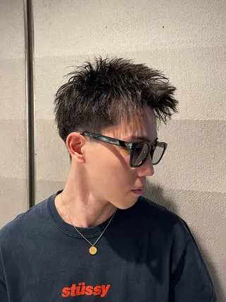 ショート カラー パーマ メンズ 【再現性120%】 🔥龍也リュウヤ🔥のヘアスタイル