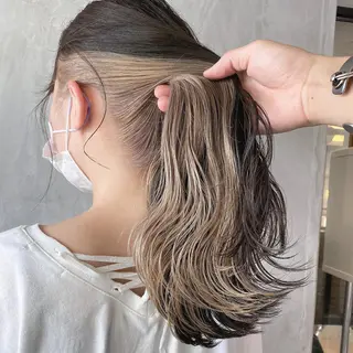 ロング カラー ヘアアレンジ 切りっぱなしボブ/ デザインカラー店長のヘアスタイル