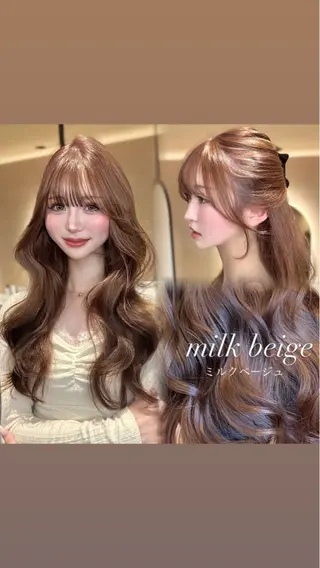 ロング カラー ヘアアレンジ 顔周りcut/ 艶ワンカラー♥ちさきのヘアスタイル