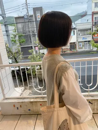 ショート レイヤー/顔まわり 縮毛矯正/月城宏清のヘアスタイル