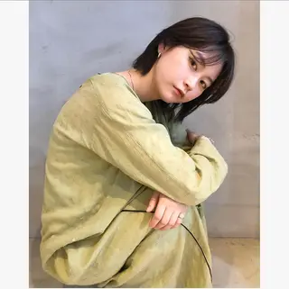 ショート カラー ヘアアレンジ ケアブリーチ/ボブ/ honoのヘアスタイル