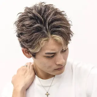 ショート カラー パーマ メンズ シースルーマッシュ/ メンズ/KYOHEIのヘアスタイル