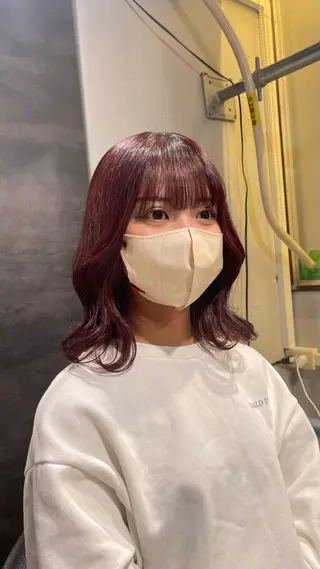 ミディアム 盛れる暖色🎀ガーリ ーヘア🎀きっかのヘアスタイル