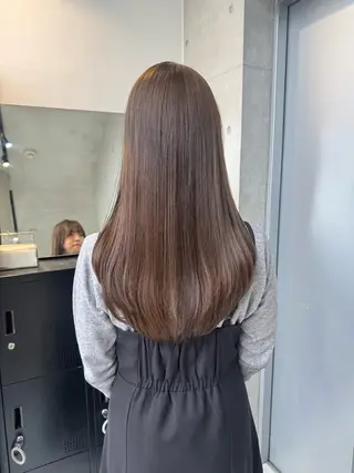 ロング カラー パーマ ヘアアレンジ 透明感/オリーブ/ グレージュ/YUKAのヘアスタイル