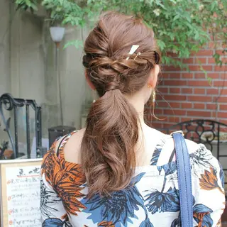 ヘアアレンジ Click所属・クニモトハルナ ボブ/柔らかカラーのヘアスタイル