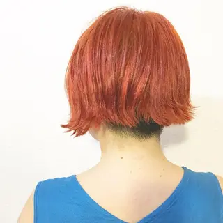 ショート カラー ブリーチ、パーマ 西部笑のヘアスタイル