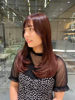 セミロング カラー hina☺︎ 髪質改善/ストレートのヘアスタイル