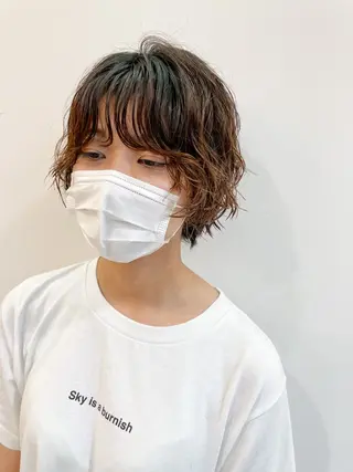 ショート パーマ 原宿美容室Cura所属・パーマ美容師🌈中村 絢美のヘアスタイル