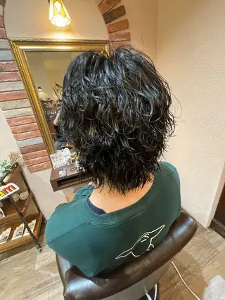 パーマ メンズ 濱岸 蓮央のヘアスタイル